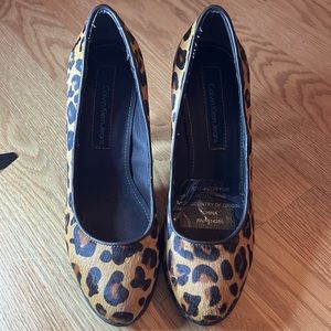 Calvin Klein leopard heels with dyed cow fur size 7 new condition